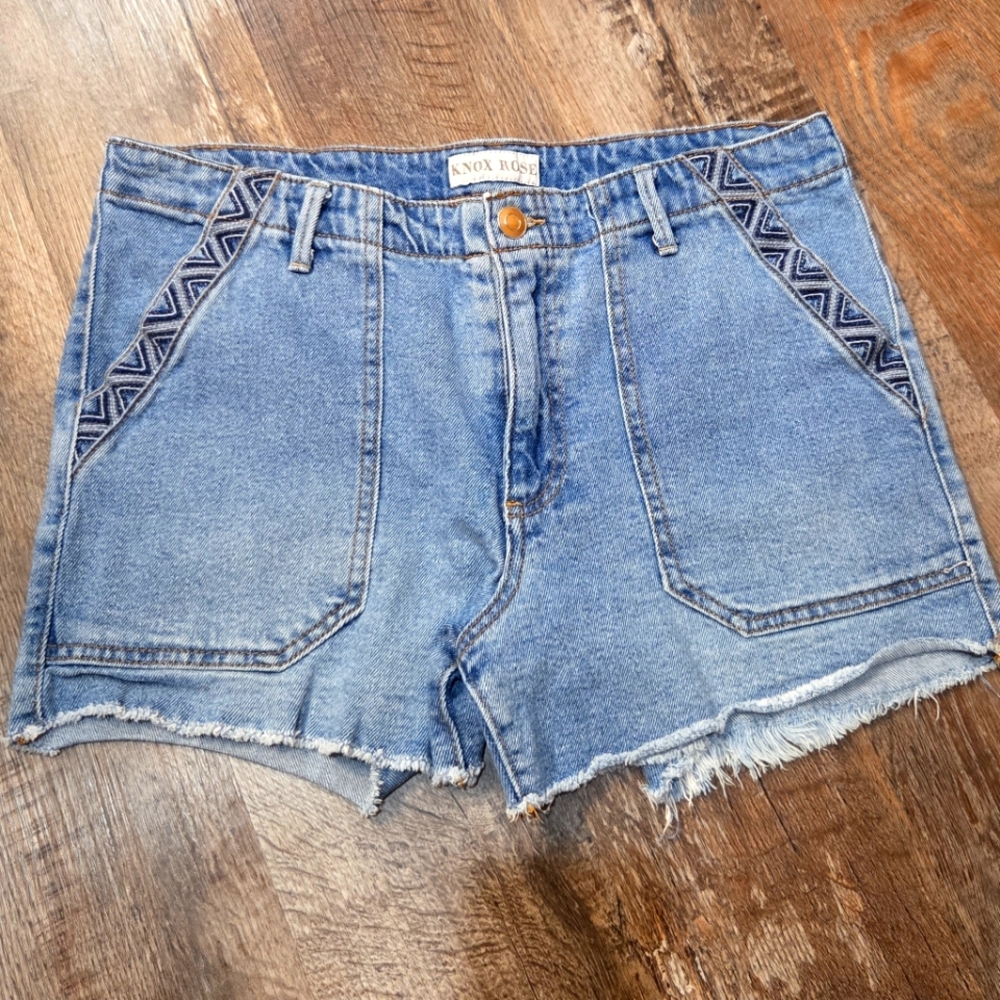 Knox Rose Women's Jean Shorts with Patterned Trim Size 12
